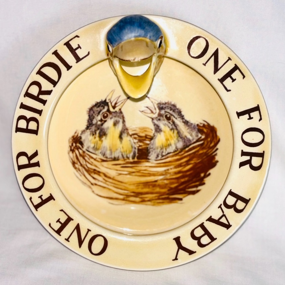 RARE Royal Winton Baby Dish Vintage Grimwades Birdie Head Pottery Bowl England